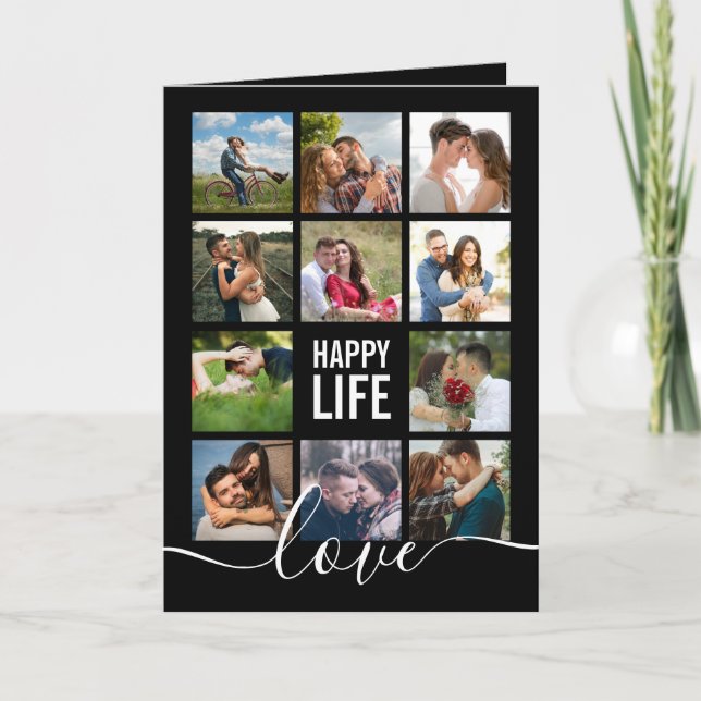 Photo Collage Black Wedding Program (Front)