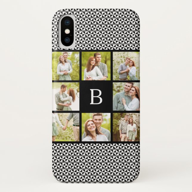 Photo Collage | Black & White Custom Monogram Case-Mate iPhone Case (Back)