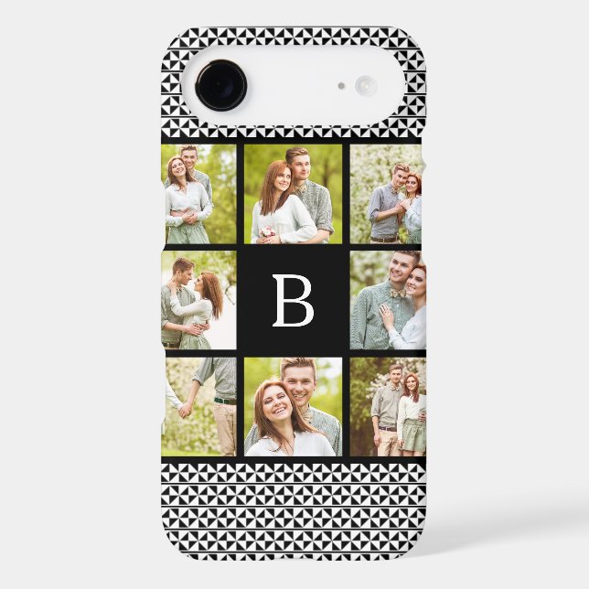 Photo Collage | Black & White Custom Monogram Case-Mate iPhone Case (Back)