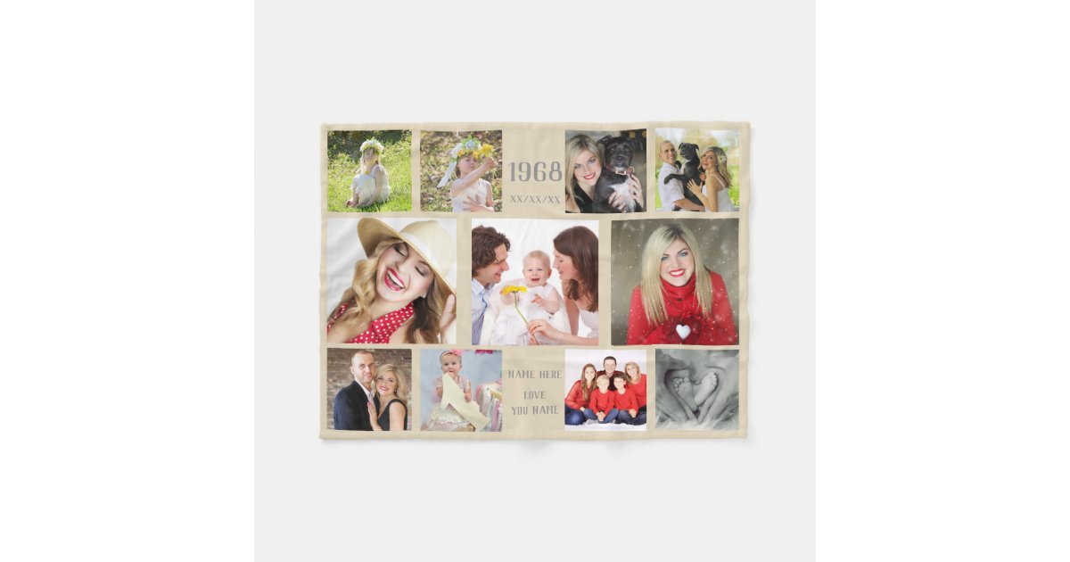 Photo Collage Blanket ANY Occasion EDIT TEXT Zazzle