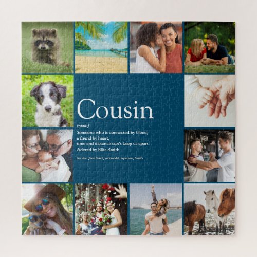 Photo Collage Blue Fun Best Cousin Ever Definition Jigsaw Puzzle