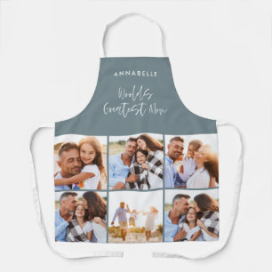 Photo collage blue girly modern mothers day apron