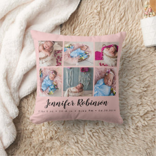 birth announcement pillow, giraffe monogram personalized throw pillow