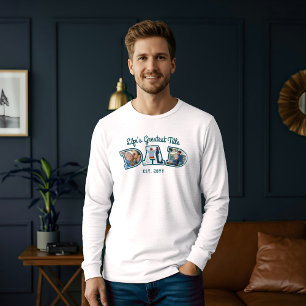 Photo Collage Bold Dad Letters Father's Day Gift Tri-Blend Shirt