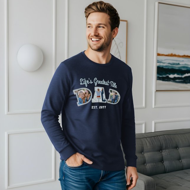 Photo Collage Bold Dad Letters Father's Day Gift Tri-Blend Shirt (Photo Collage Bold Dad Letters Father's Day Gift Tri-Blend Shirt)