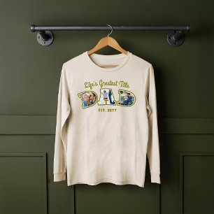 Photo Collage Bold Dad Letters Father's Day Gift Tri-Blend Shirt