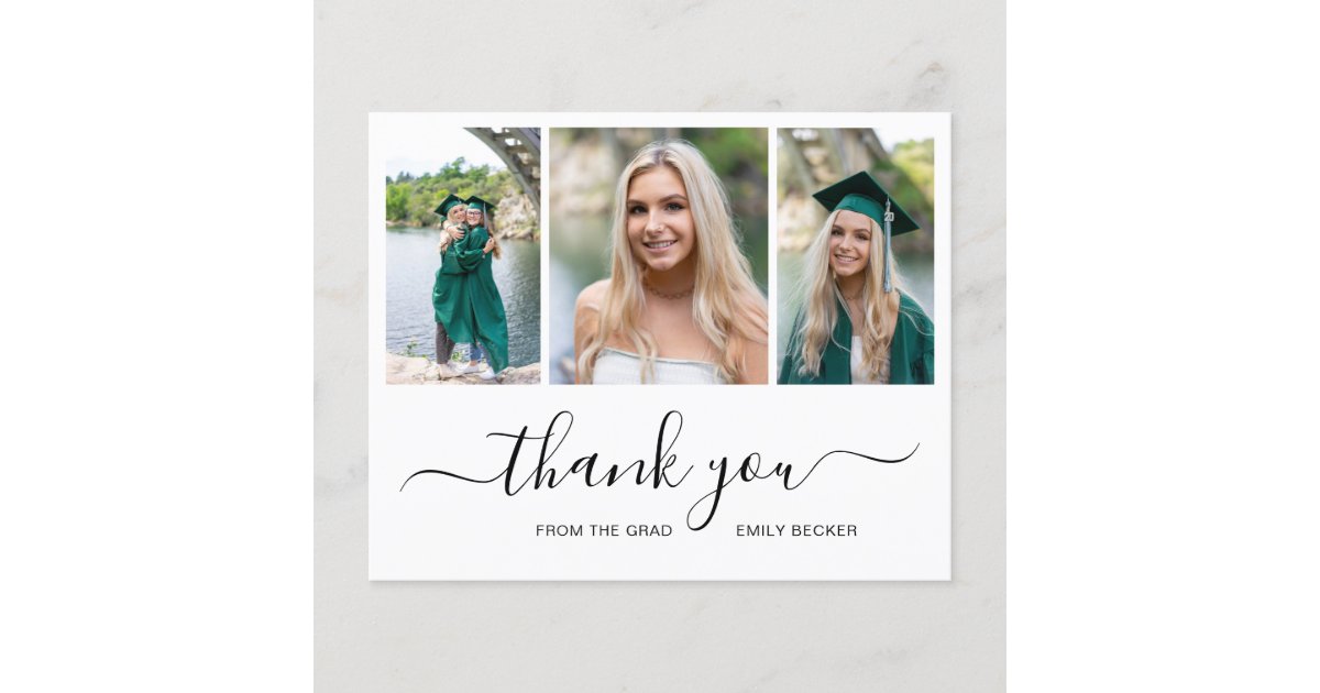 Photo Collage Budget Graduation Thank You Card | Zazzle