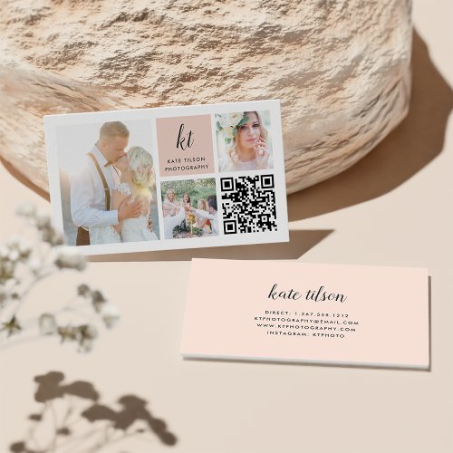 Photo Collage  Calligraphy Monogram Photographer Business Card