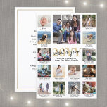 Photo Collage & Captions What a Year Gold White Holiday Card<br><div class="desc">What a year to remember! Send stylish joyful greetings and share 15 of your favorite pictures with a custom 5x7 photo collage holiday card. (IMAGE PLACEMENT TIP: An easy way to center a photo exactly how you want is to crop it before uploading to the Zazzle website.) Text on this...</div>