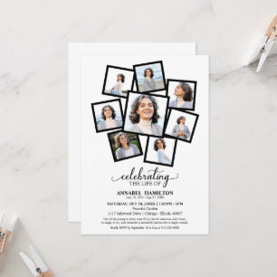 Photo Collage Celebration of Life Funeral Invitat Invitation