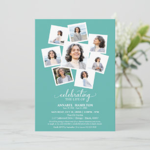 Photo Collage Celebration of Life Memorial Service Invitation