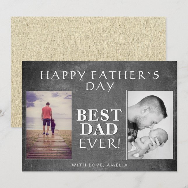 Photo Collage Chalkboard Best Dad Father`s Day Card (Front/Back)