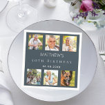 Photo collage charcoal gray birthday party napkins<br><div class="desc">For a 50th (or any age) birthday,  celebrating his/her life with a collage of 6 of your high quality photos of her,  her friends,  family,  interest or pets.  Personalize and add a name,  age,  date.    A stylish charcoal gray background,  white text.</div>