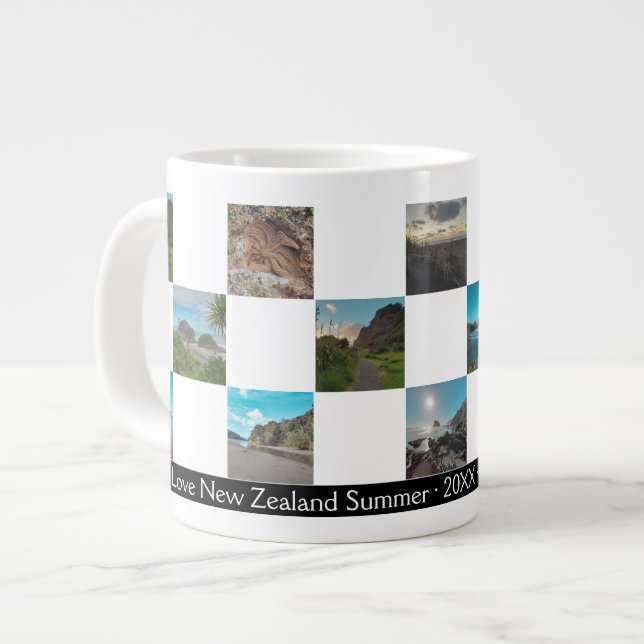 Photo Collage Checker New Zealand Summer Coast Giant Coffee Mug (Front Left)