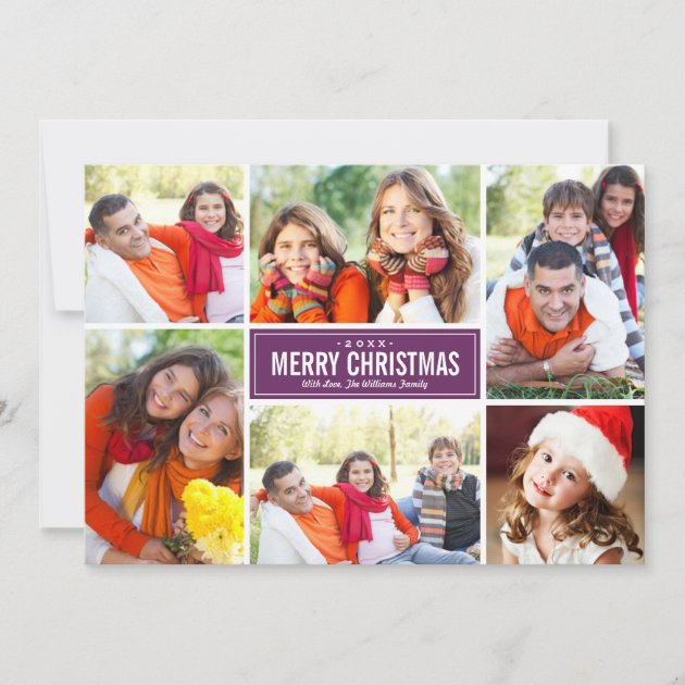 Photo Collage Christmas Cards | Plum Purple