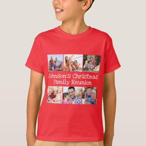 Photo Collage Christmas Family Reunion Kids T_Shirt