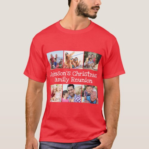 Photo Collage Christmas Family Reunion Personalize T_Shirt