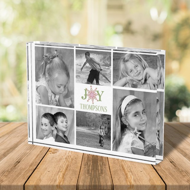 Photo Collage Christmas Personalized Block (Christmas photo collage custom block.)