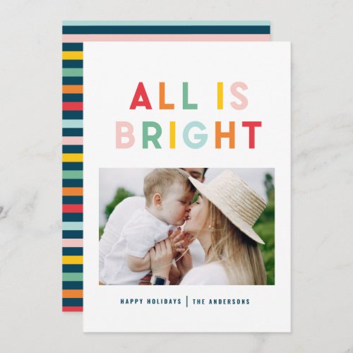 Photo collage christmas rainbow colorful bright ho holiday card