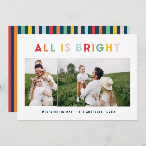 Photo collage christmas rainbow colorful bright holiday card