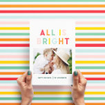 Photo collage christmas rainbow colorful bright holiday card<br><div class="desc">Photo collage christmas rainbow colorful stripe all is bright fun family holiday collection.</div>