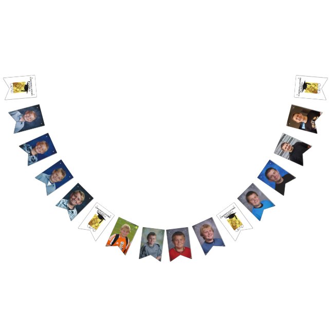 Photo Collage CLASS OF Black Gold Graduation Bunting Flags (All)