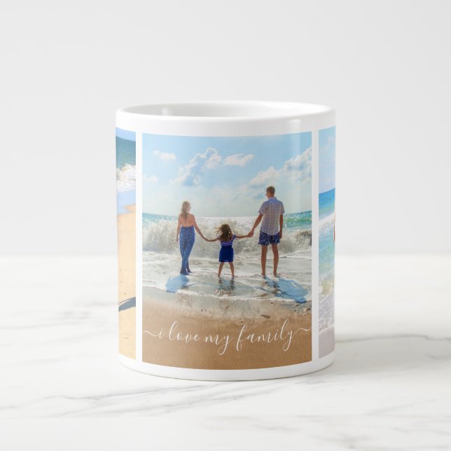 Photo Collage Coffee Mug Text - I Love My Family (Front)