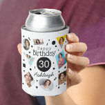Photo Collage Confetti Name 30th Birthday  Can Cooler<br><div class="desc">A fun photo collage of confetti for a 30th birthday can cooler with a customized name to keep the birthday drinks chill. Bold graphics of confetti in triangles,  ovals,  rectangles,  circles and squares in Black and White. Add the birthday person's personality to the celebration style.</div>