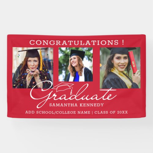 Photo Collage Congratulations 2023 Graduate Red   Banner