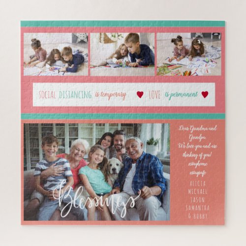 Photo collage create your own family love message jigsaw puzzle