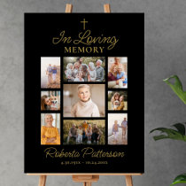 Photo Collage Cross Funeral Memorial Welcome Foam Board
