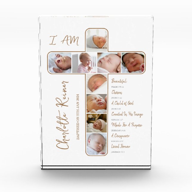 Photo Collage Cross Shaped Baptism Gift (Front)