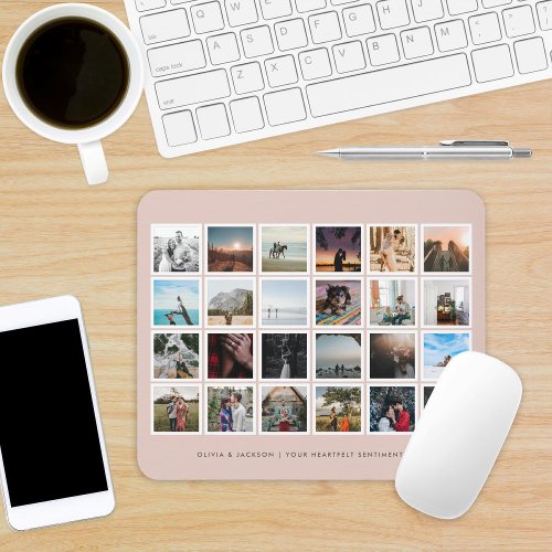 Photo Collage Custom Color Blush Mouse Pad