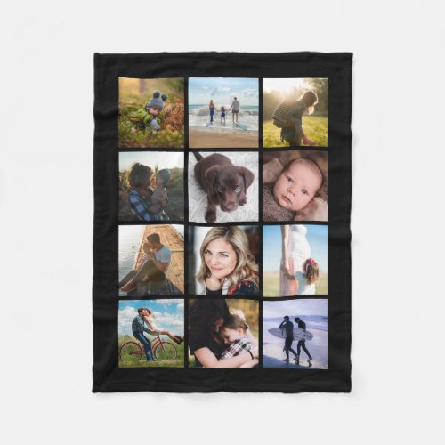 Photo collage custom color fleece blanket