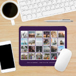 Photo Collage Custom Color Mouse Pad<br><div class="desc">A beautiful commemoration of your wedding day or other special event with 24 square photos in white frames in a grid layout with custom color background to match your wedding, special event or room decor. Editable text below photo layout. Sample shows a deep purple background color. Click "Customize It" and...</div>