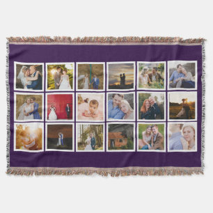 Photo Collage Custom Color Throw Blanket