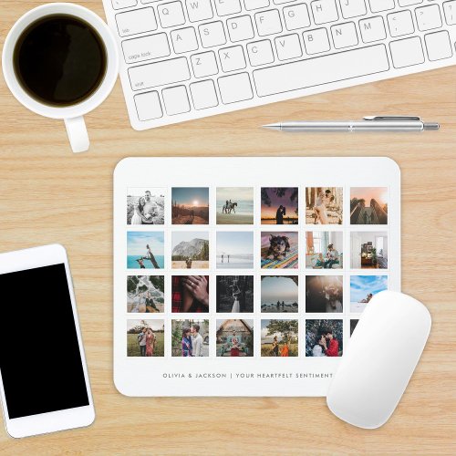 Photo Collage Custom Color White Mouse Pad