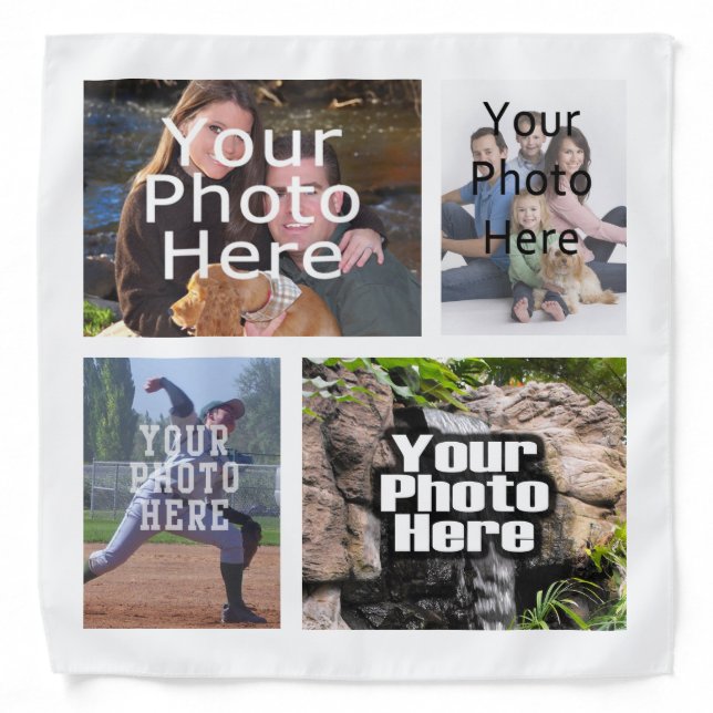 Photo Collage Custom Digital Picture Bandana (Front)