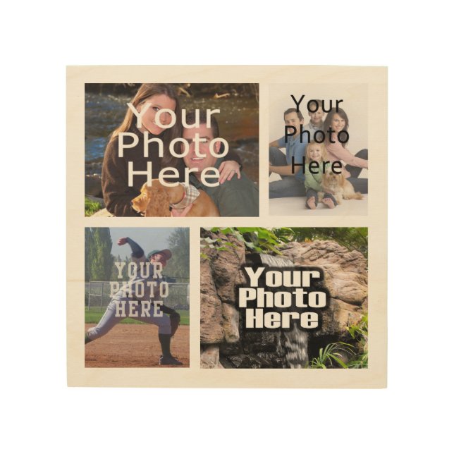 Photo Collage Custom Digital Picture Wood Wall Art (Front)