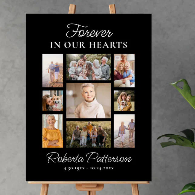 Photo Collage Custom Funeral Memorial Welcome Foam Board | Zazzle