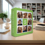 Photo Collage Custom Monogram - Lime Green 3 Ring Binder<br><div class="desc">Add square photos to create a unique and personal gift. A fun way to make a trendy keepsake. If you need to adjust the pictures,  click on the customize tool to make changes.</div>