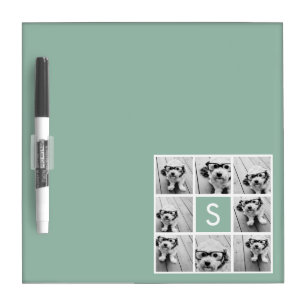 Photo Collage Custom Monogram Mint Green Dry Erase Board