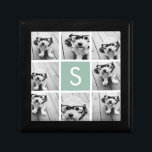 Photo Collage Custom Monogram Mint Green Gift Box<br><div class="desc">You can use Instagram photos for this design. Use 8 square photos to create a unique and personal gift. Or you can keep the hipster puppy and make a trendy keepsake. If you need to adjust the pictures,  click on the customize tool to make changes.</div>