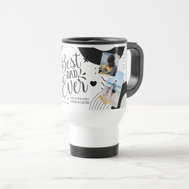 Photo Collage Custom Text BEST DAD EVER Gifts Travel Mug (Front Right)
