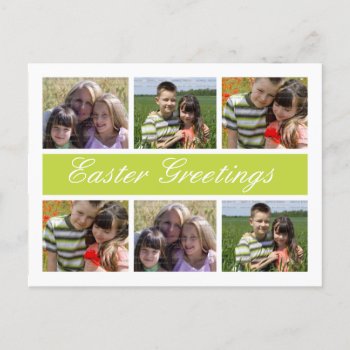 Photo Collage Customized Easter Postcards | Green by red_dress at Zazzle