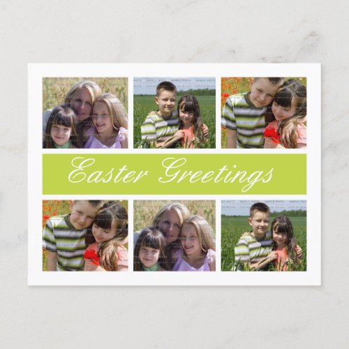 Photo Collage Customized Easter Postcards  Green