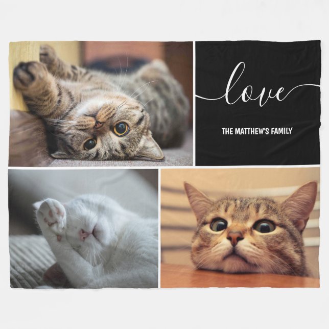 Photo Collage Cute Cats Personalized  Fleece Blanket (Front (Horizontal))