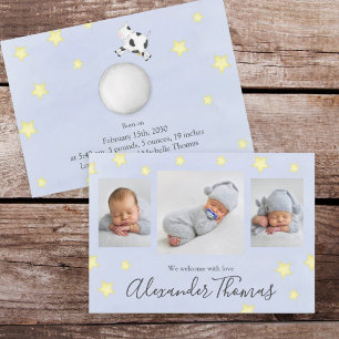 Photo Collage Cute Cow Jumped Over the Moon Announcement