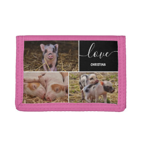 Photo Collage Cute PIG Personalized Trifold Wallet