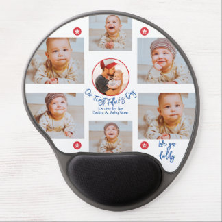 Photo Collage Dad Cute Modern First Fathers Day Gel Mouse Pad